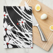 Kitchen Towels Floral Red Black White DECOR SETS (Quarter Fold)