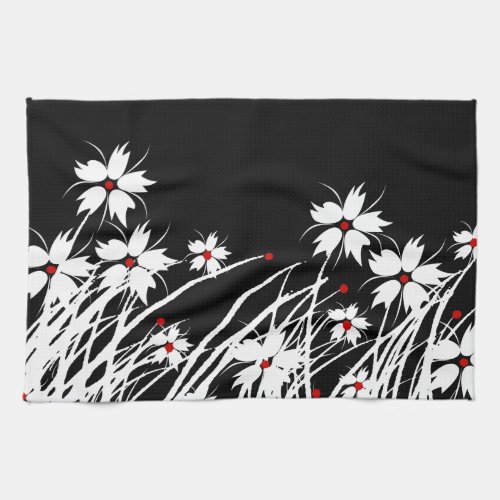 Kitchen Towels Floral Red Black White DECOR SETS