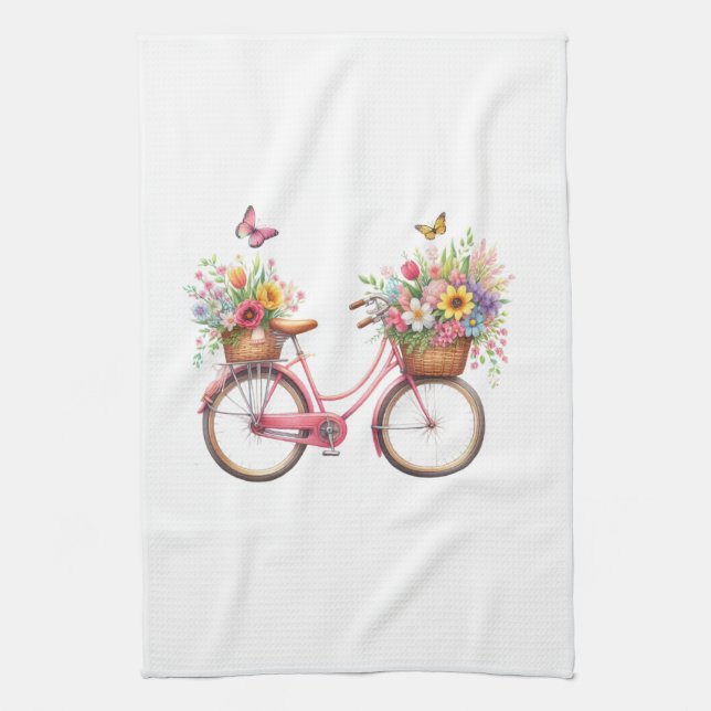 Kitchen Towels-Hello Spring Floral Kitchen Towels (Vertical)