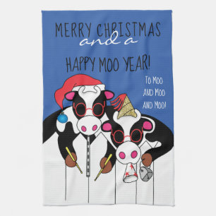 Kitchen Towels Merry Christmas & a Happy Moo Year