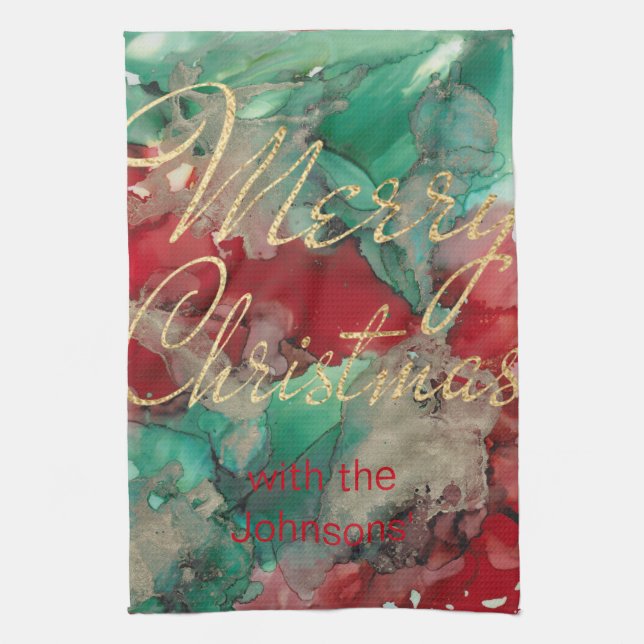 Kitchen Towels Merry Christmas Colorful Gold (Vertical)