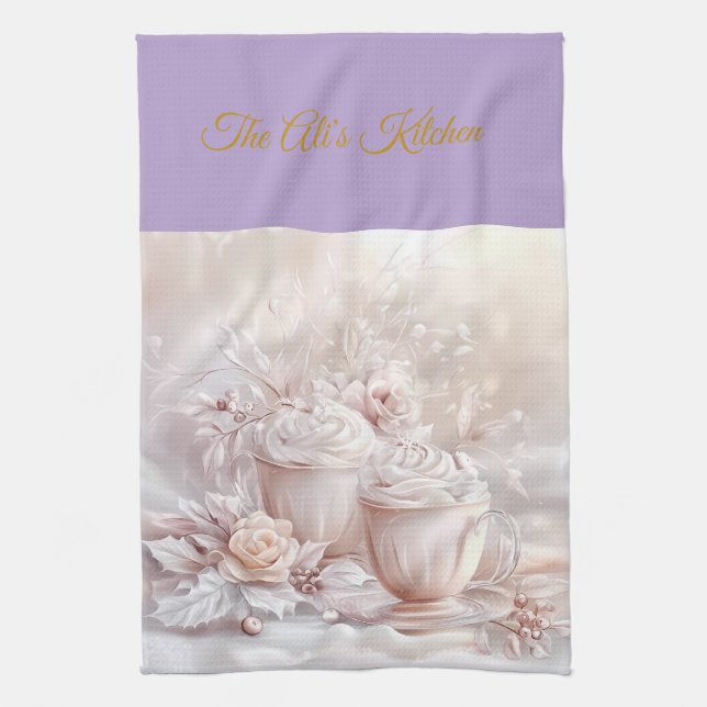 Kitchen Towels-Personalized Victorian Christmas Ki Kitchen Towel (Vertical)