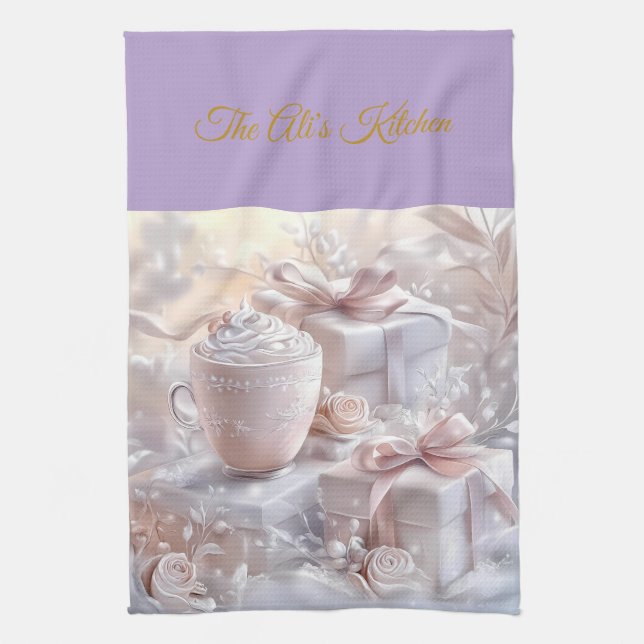 Kitchen Towels-Personalized Victorian Christmas  Towel (Vertical)