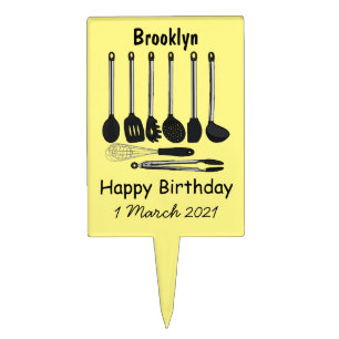 Kitchen utensil cartoon illustration cake topper