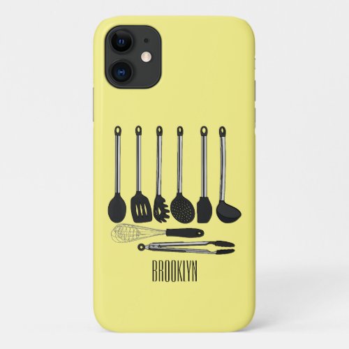 Kitchen utensil cartoon illustration  iPhone 11 case