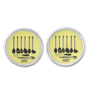 Kitchen utensil cartoon illustration  cufflinks