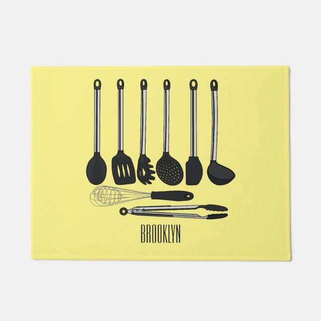 Kitchen utensil cartoon illustration  doormat (Front)