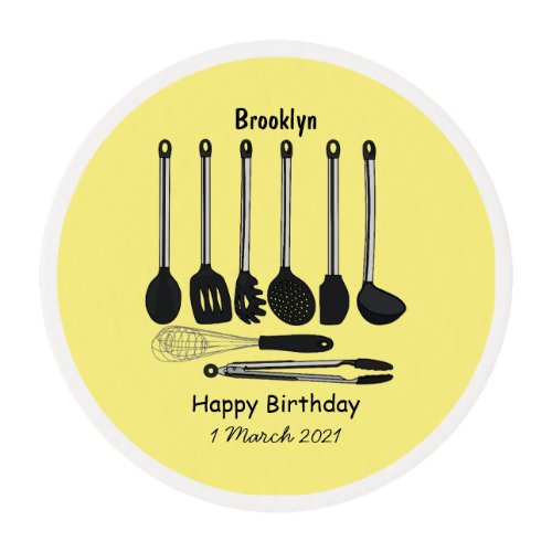 Kitchen utensil cartoon illustration edible frosting rounds