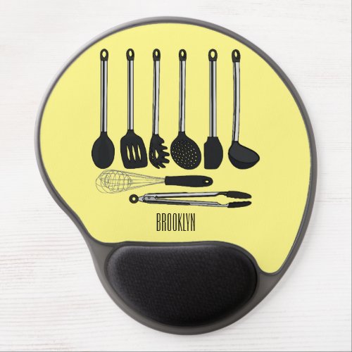 Kitchen utensil cartoon illustration  gel mouse pad