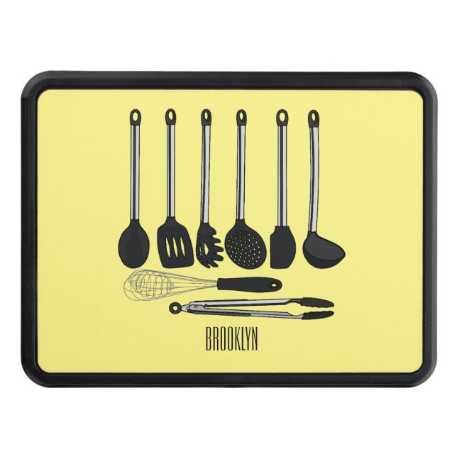 Kitchen utensil cartoon illustration  hitch cover (Front)