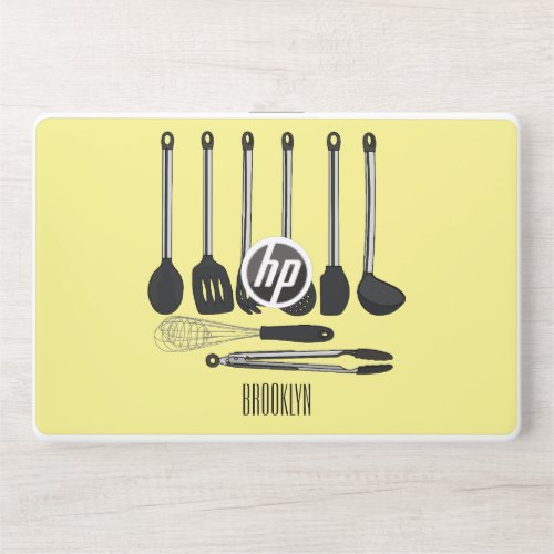 Kitchen utensil cartoon illustration  HP laptop skin