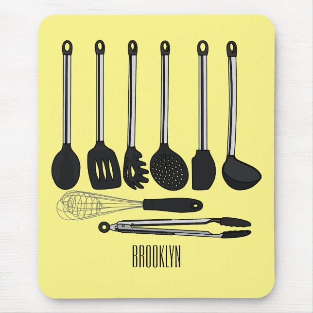 Kitchen utensil cartoon illustration  mouse pad (Front)