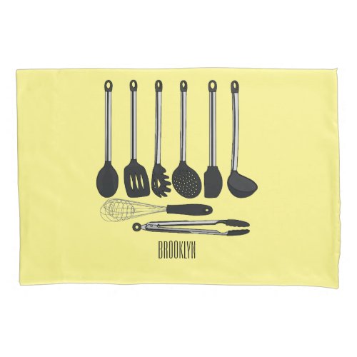 Kitchen utensil cartoon illustration  pillow case
