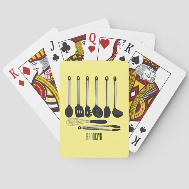 Kitchen utensil cartoon illustration  poker cards (Back)