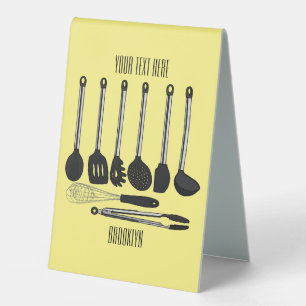 Kitchen utensil cartoon illustration table tent