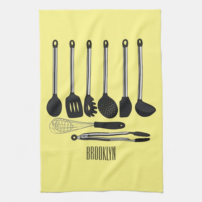 Kitchen utensil cartoon illustration  towel (Vertical)