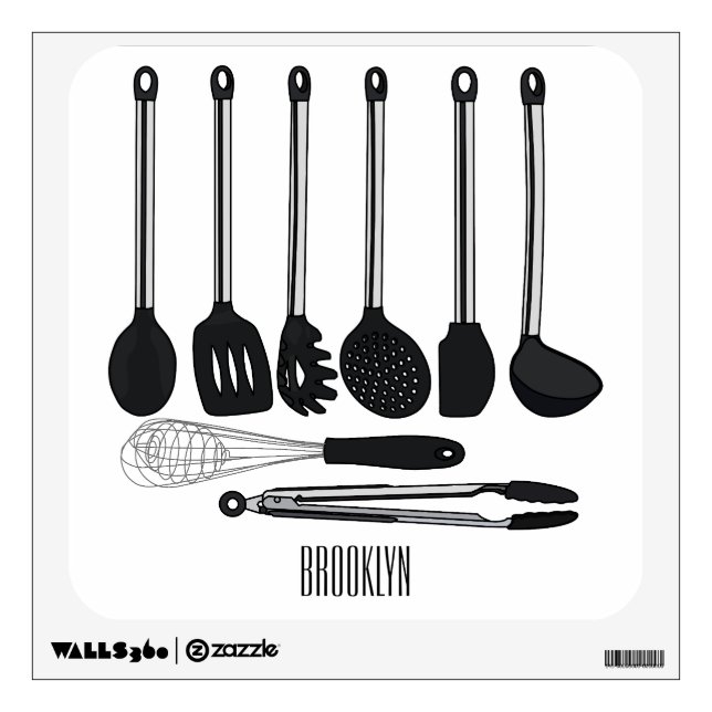 Kitchen utensil cartoon illustration  wall decal (Front)