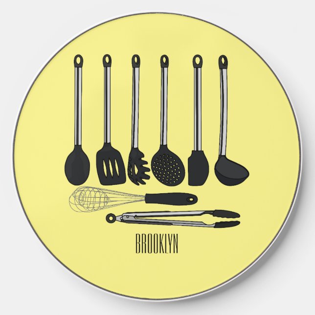 Kitchen utensil cartoon illustration  wireless charger  (Front)
