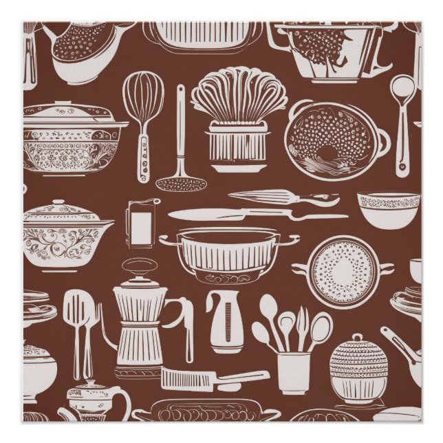Kitchen Utensil Theme Wrapping Paper Poster (Front)