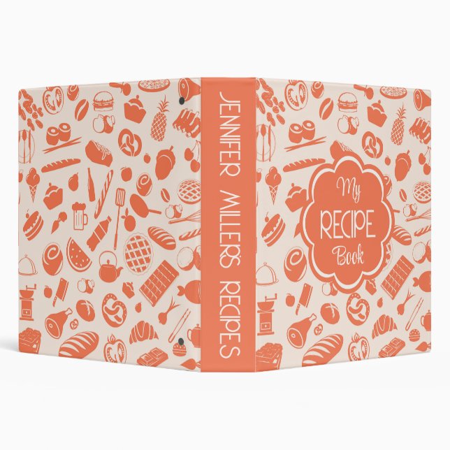 Kitchen Utensils and Ingredients silhouettes 3 Ring Binder (Background)