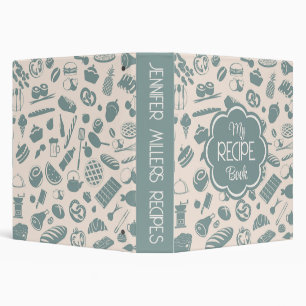 Kitchen Utensils and Ingredients silhouettes 3 Ring Binder