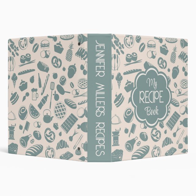 Kitchen Utensils and Ingredients silhouettes 3 Ring Binder (Background)