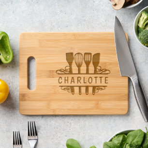 Kitchen Utensils Baking Cooking Personalized Name Engraved Cutting Board