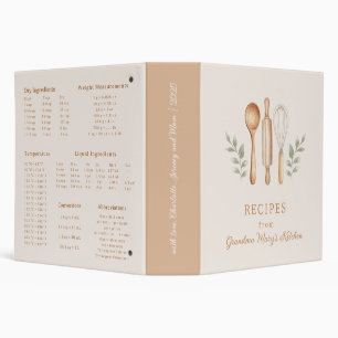 Kitchen Utensils Beige Recipe Binder