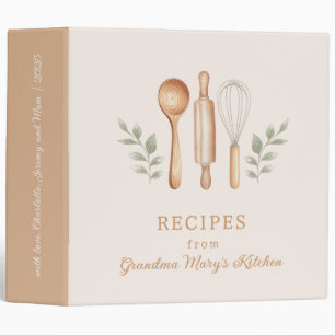 Kitchen Utensils Beige Recipe Binder