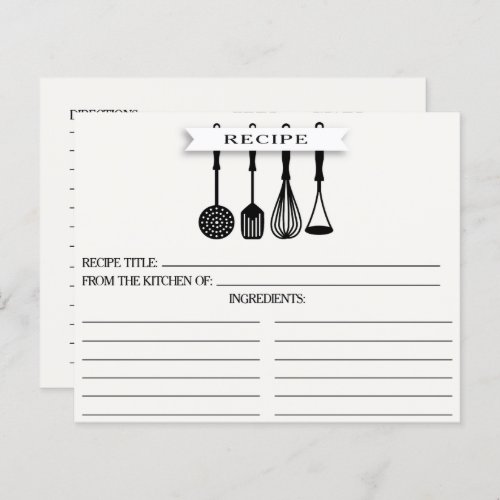 Kitchen Utensils Bridal Shower Recipe Cards