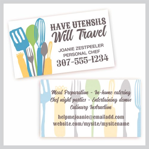 kitchen utensils chef catering business card