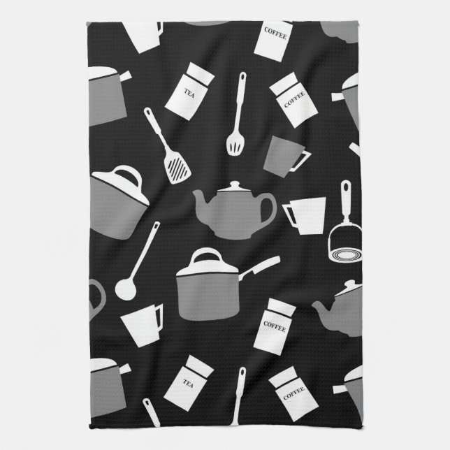 Kitchen Utensils & Cookware | Black White & Gray Towel (Vertical)