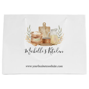 Kitchen Utensils Food Watercolor Home Catering Large Gift Bag