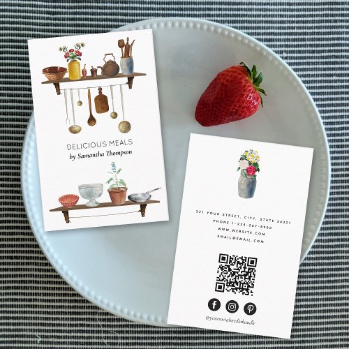 Kitchen Utensils Meal Chef Catering Food Services  Business Card