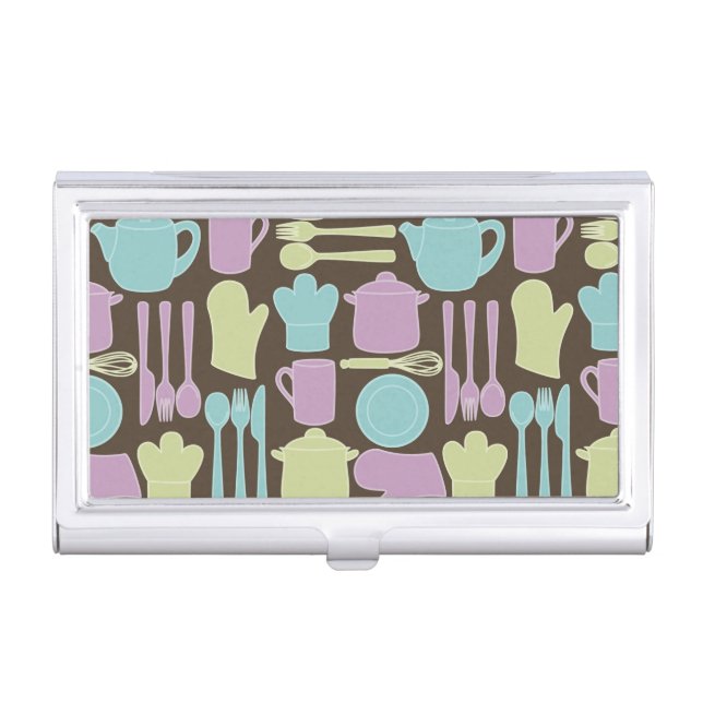 Kitchen Utensils Pattern 2 Business Card Holder (Front)