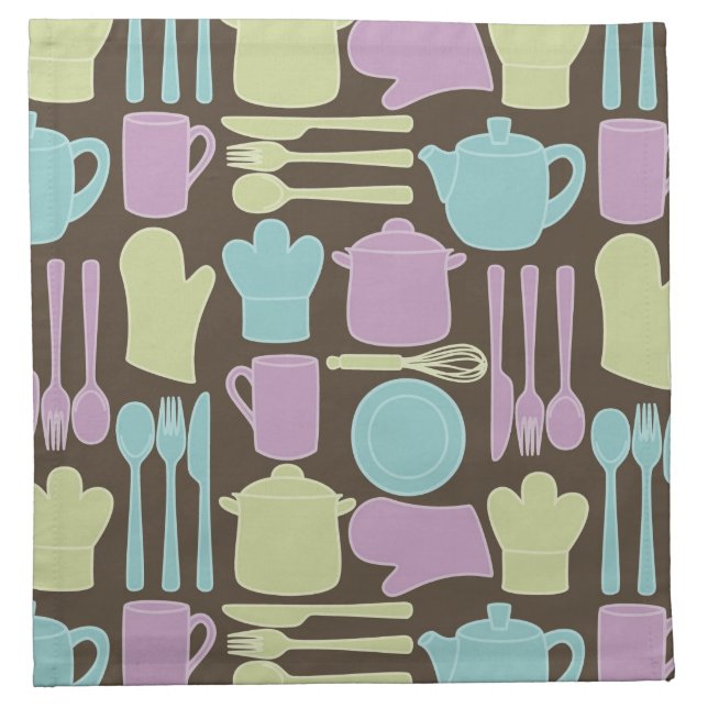 Kitchen Utensils Pattern 2 Cloth Napkin (Front)