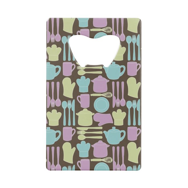 Kitchen Utensils Pattern 2 Credit Card Bottle Opener (Front)