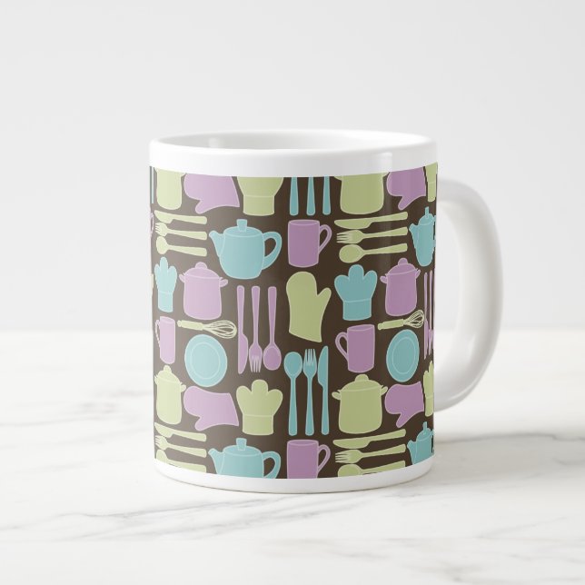 Kitchen Utensils Pattern 2 Giant Coffee Mug (Front Right)