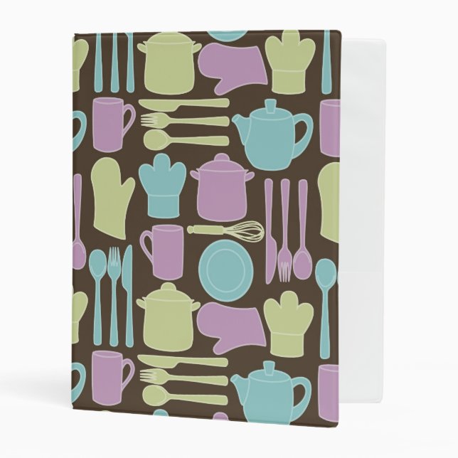 Kitchen Utensils Pattern 2 Mini Binder (Front/Inside)