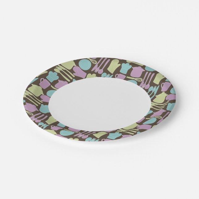 Kitchen Utensils Pattern 2 Paper Plates (Angled)