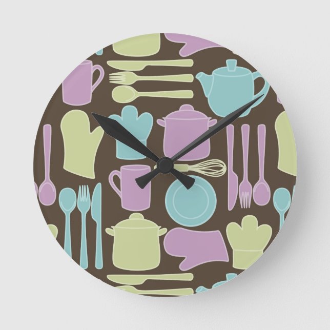 Kitchen Utensils Pattern 2 Round Clock (Front)
