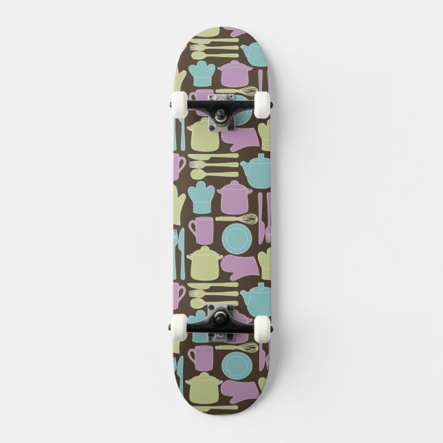 Kitchen Utensils Pattern 2 Skateboard Deck (Front)