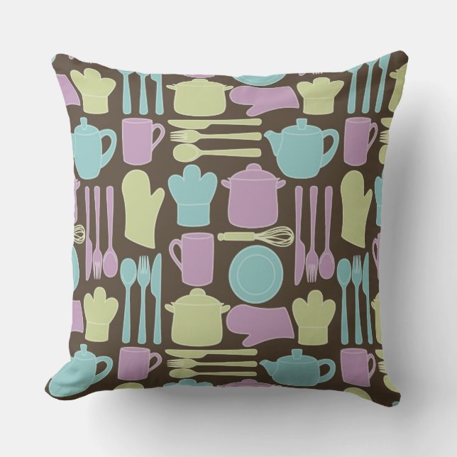Kitchen Utensils Pattern 2 Throw Pillow (Front)
