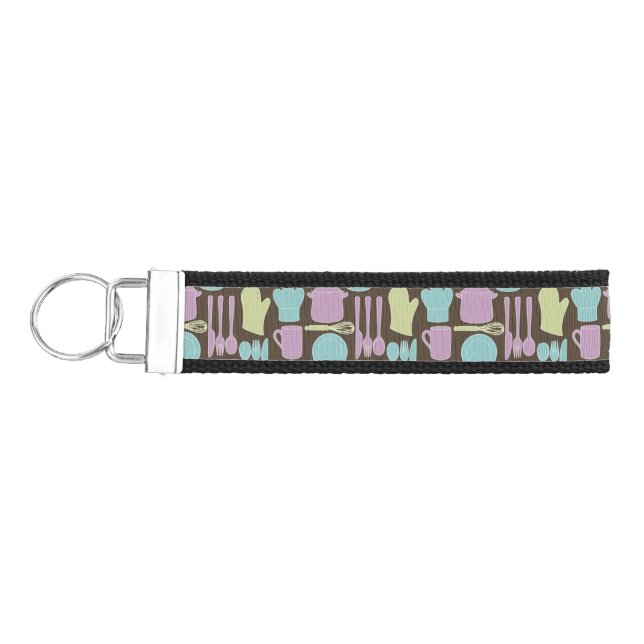 Kitchen Utensils Pattern 2 Wrist Keychain (Keys on Left)