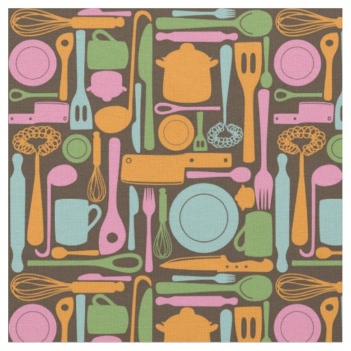 Kitchen Utensils Pattern 3 Fabric