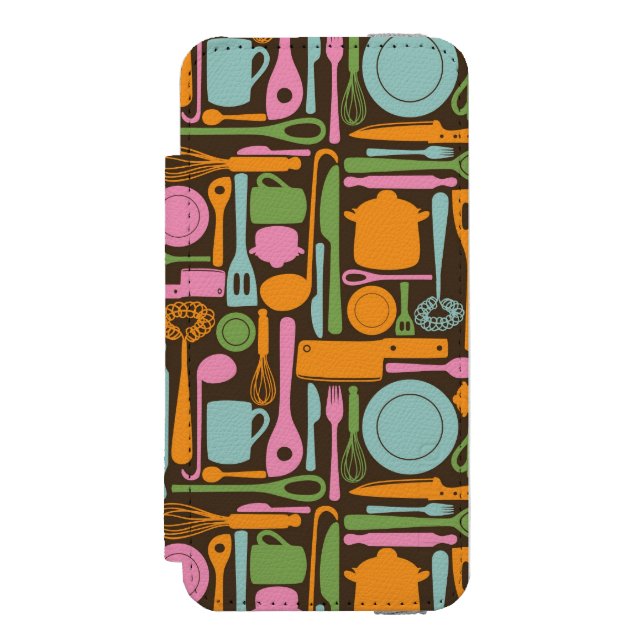 Kitchen Utensils Pattern 3 Incipio iPhone Wallet Case (Folio Front)