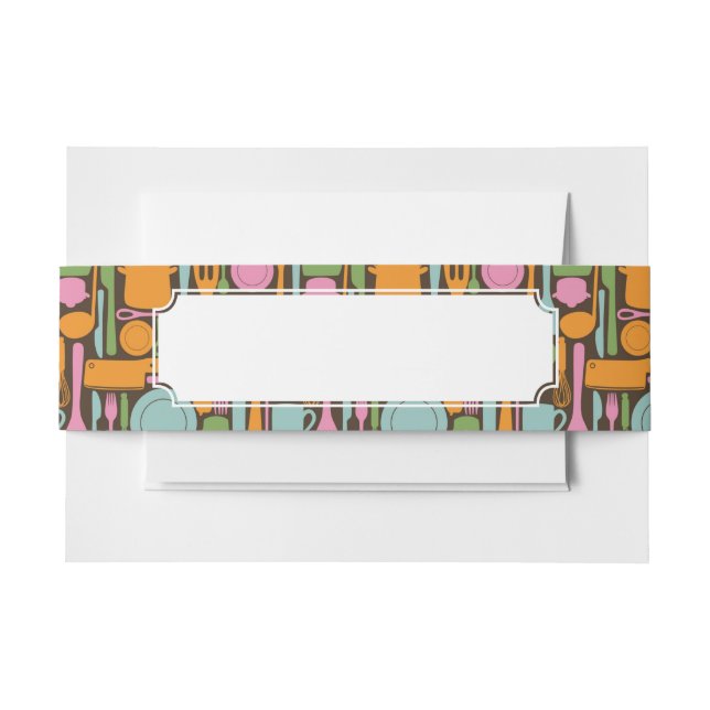 Kitchen Utensils Pattern 3 Invitation Belly Band (Front Example)