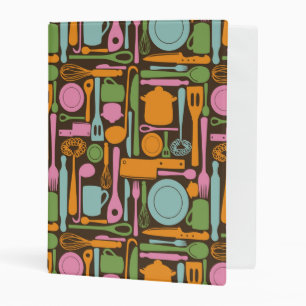 Kitchen Utensils Pattern 3 Mini Binder