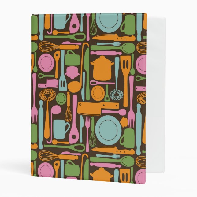 Kitchen Utensils Pattern 3 Mini Binder (Front/Inside)