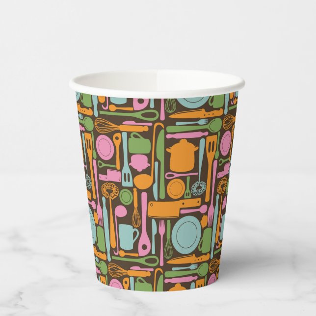 Kitchen Utensils Pattern 3 Paper Cups (Left)